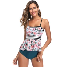 High Cut Swimdress Plus Size Tankini Swimsuits Floral Print Triangle Bottom Swimwear Ladies Push Up With Shorts Sport Two Pieces