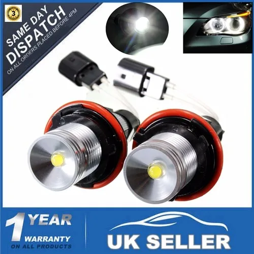 

10W ANGEL EYES WHITE LED HALO RING LIGHT BULBS For BMW E39 E53 E60 E63 E64 E65 1 Pair LED Angel Eye Halo Light Bulbs 2Connectors