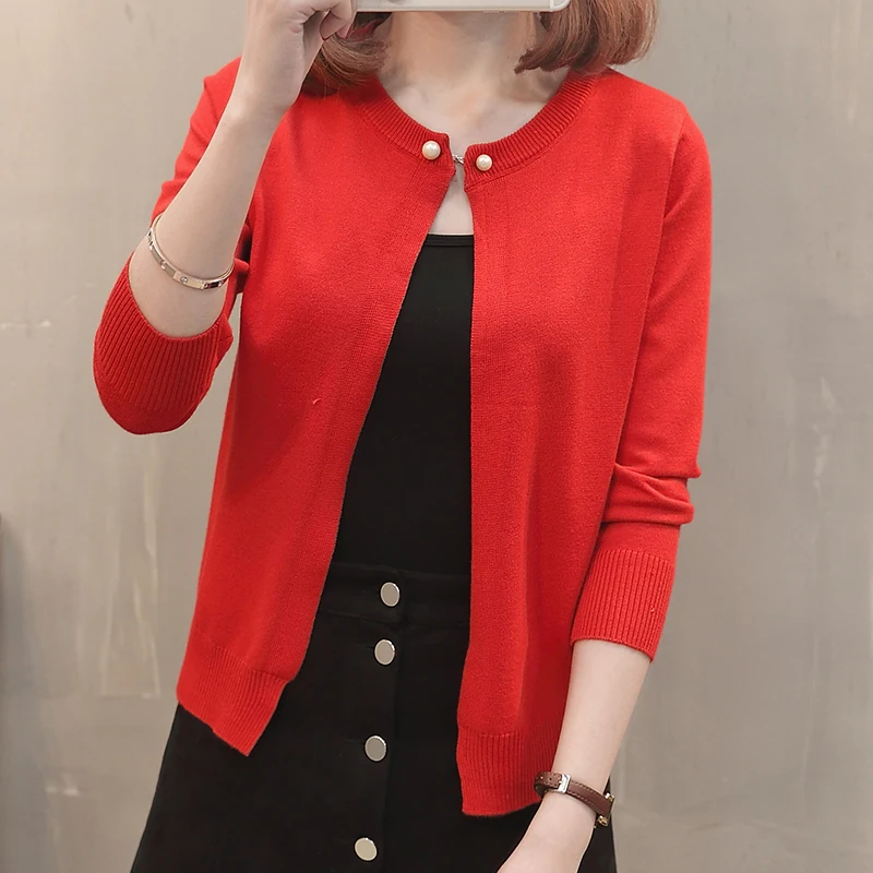 Gogoyouth Pearl Button Short Cardigan Women 2018 Spring Autumn New Knitted Sweater Women Long Sleeve Cardigan Female Tricot Coat Sweaters