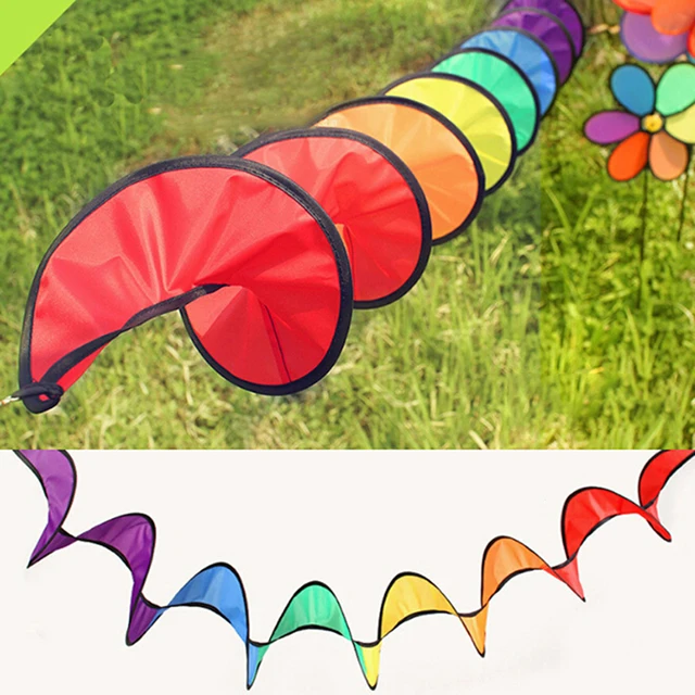 Hot Rainbow Spiral Windmill Tent Colorful Wind Spinner Garden Home Decorations 1