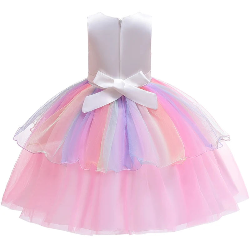 Girls Unicorn Costumes Girl Rainbow Flowers Tutu Dresses With Unicorn Headband Horn Flower Hair Hoop Set for Kids Birthday Theme