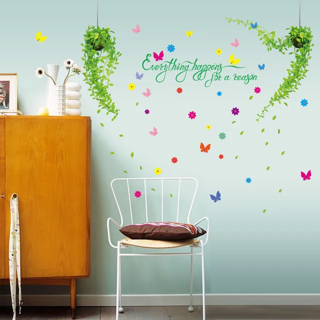 Special Offers Home simulation gardening plants wall stickers living room dining room decoration green hanging basket vine floral indoor garden Special Offers Home simulation gardening plants wall stickers living room dining room decoration green hanging basket vine floral indoor garden