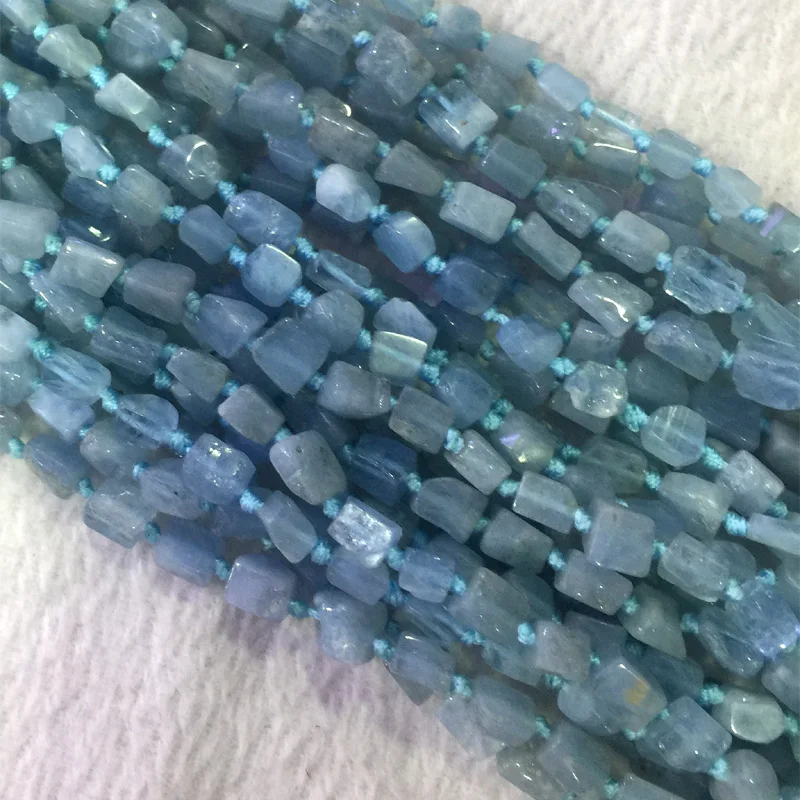

High Quality Natural Genuine Raw Mineral Blue Aquamarine Nugget Free Form Smooth Beads 05490
