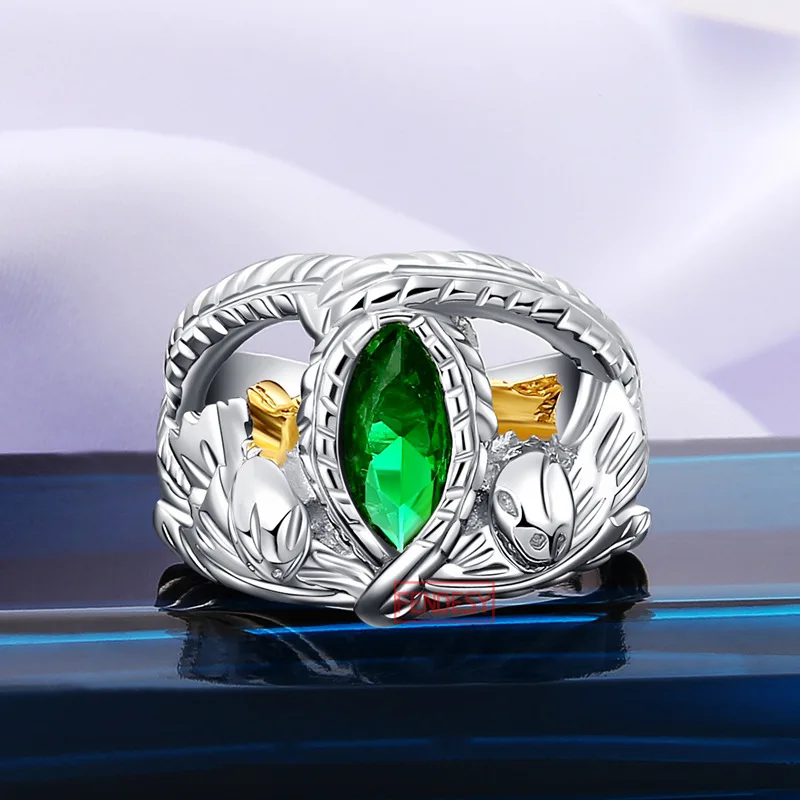 S925 Sterling Silver Aragorn Ring of Barahir Men 's Jewelry Fashion LOTR Snake Rings