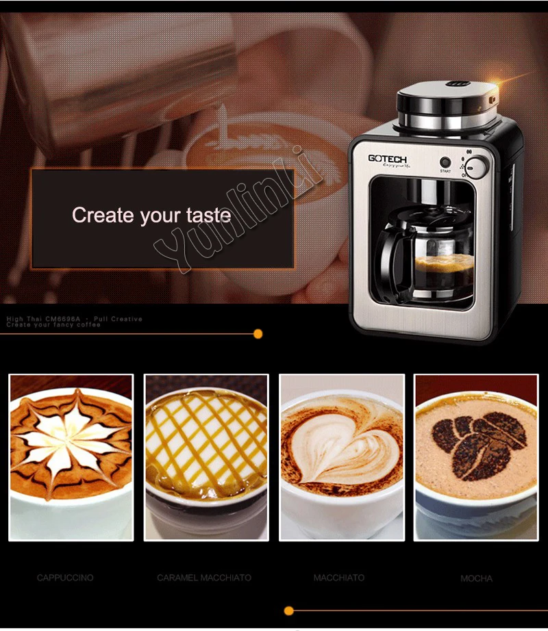 Автоматическая кофемашина кофемолка с кофейником для дома/офиса эспрессо CM6686A