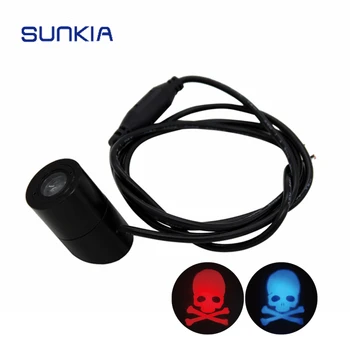 

SUNKIA Car Warning Laser Tail Logo Rear Fog Light Auto Brake Parking Rearing License Lamp Car Styling Stop/Skull Patterns