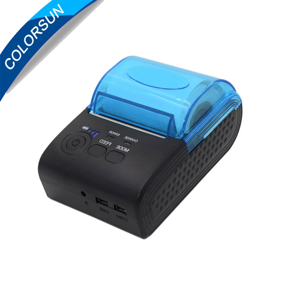 Colorsun طابعة حرارية صغيرة طابعة حرارية مزوّدة بخاصية البلوتوث 58 مللي متر إيصال استلام POS طابعة حرارية للملصقات المحمولة تذكرة استلام الطابعة