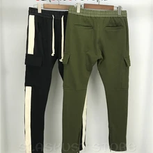 Бежевые полосатые спортивные штаны для бега, высококачественные махровые штаны-карго на молнии, зауженные мужские уличные штаны