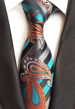 

New Design 8 cm Men Designer Tie Luxury Paisley Necktie with Stripes