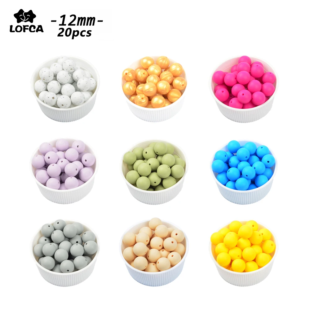 

LOFCA 12mm 20pcs/lot Silicone Loose BeadsTeething Beads DIY Chewable Colorful Teething For Infant Baby Safe Teether Round