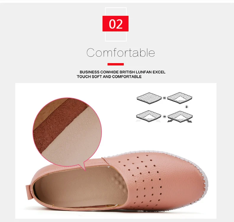 2019 Summer women flats genuine leather ballet flats shoes ladies cutout slip on tenis feminino loafers slipony shoes  (4)