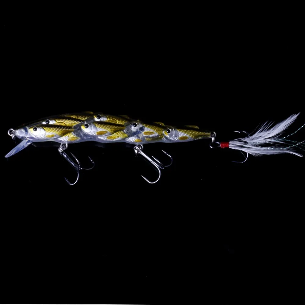 Isca de Pesca Wobbler com Gancho de Penas Minnow Iscas Duras 11.5cm 15.5g Swimbait Mar Pesca Crankbait 5 Pçs 5 Iscas artificiais