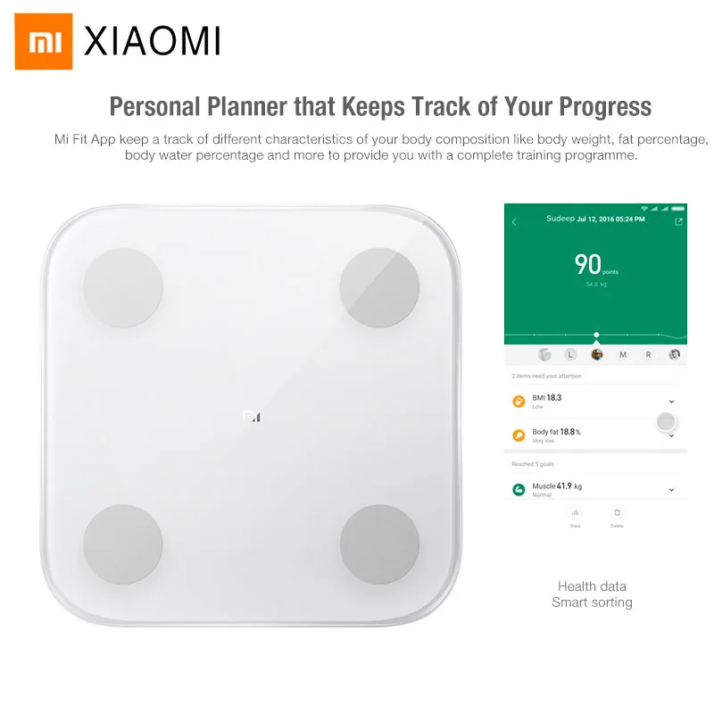  2019 Xiaomi Mi Smart Body Fat Scale 2 Bluetooth 5.0 APP Monitor Hidden LED Display Body Balance Tes - 33042442949
