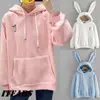 Hot Women Rabbit Ear Girl Long Sleeve Hoodie Sweatshirt Hooded Coat Tops Cute Lady Autumn Winter Warm Sweat shirts New ► Photo 3/6