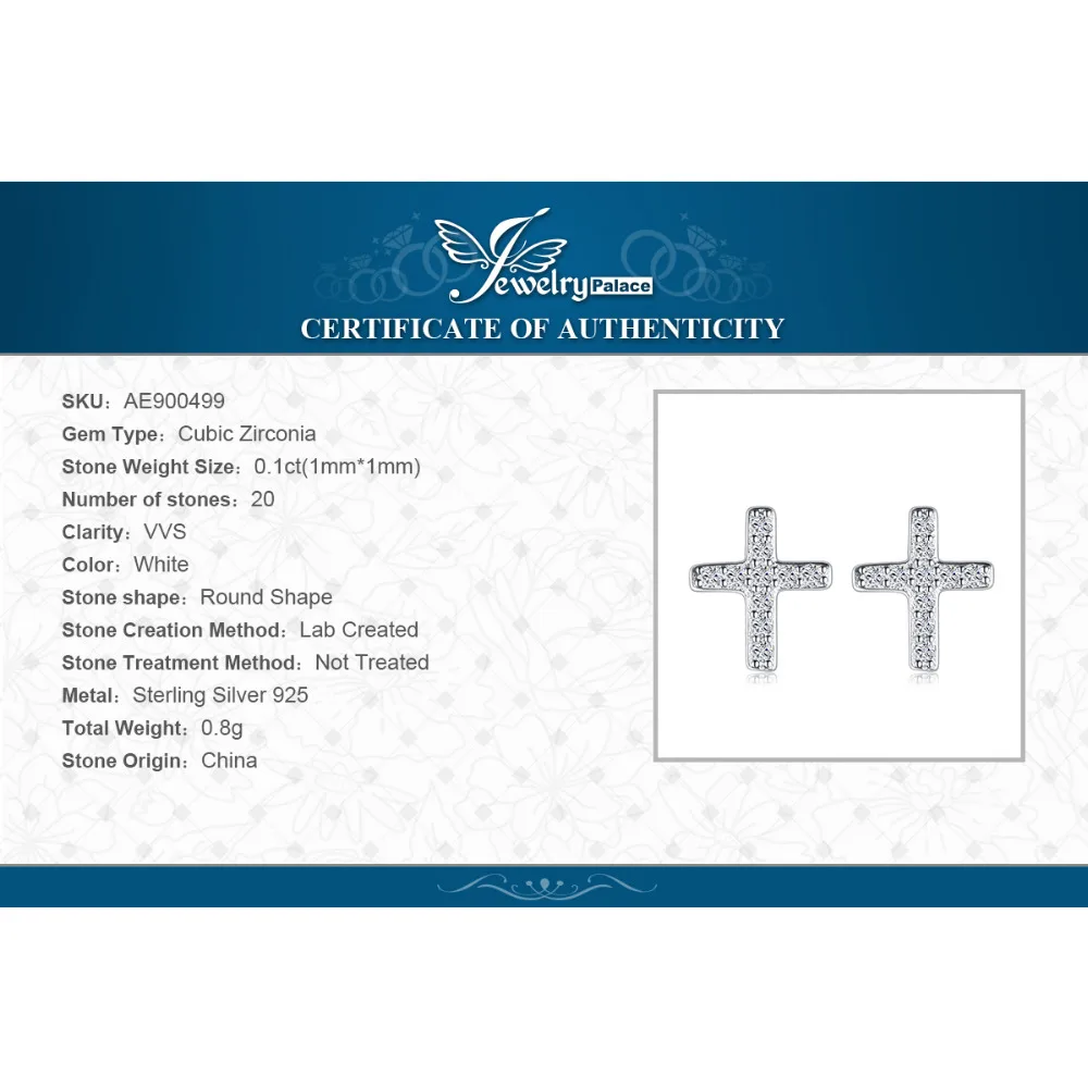 JewelryPalace 0.1ct кубического циркония крест серьги для Для женщин натуральная 925 пробы