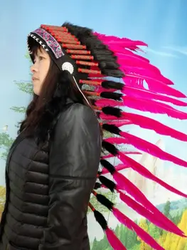 

28inch Hot pink feather Headdress feather headpiece costume feather hat halloween costumes