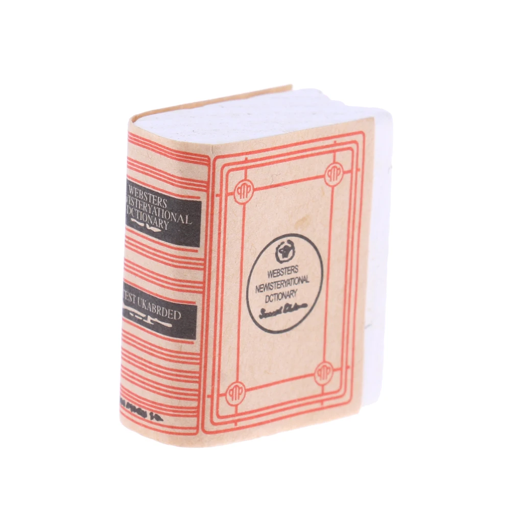 

Hot 1/12 Scale Wood Mini Dictionary Book Dollhouse Miniature Bookshelf 1:12 Doll House Decoration for Kids Toy Doll Accessory