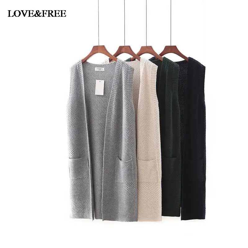 Hot Sale Casual Women Long Sleeveless Cardigan 2016 Autumn