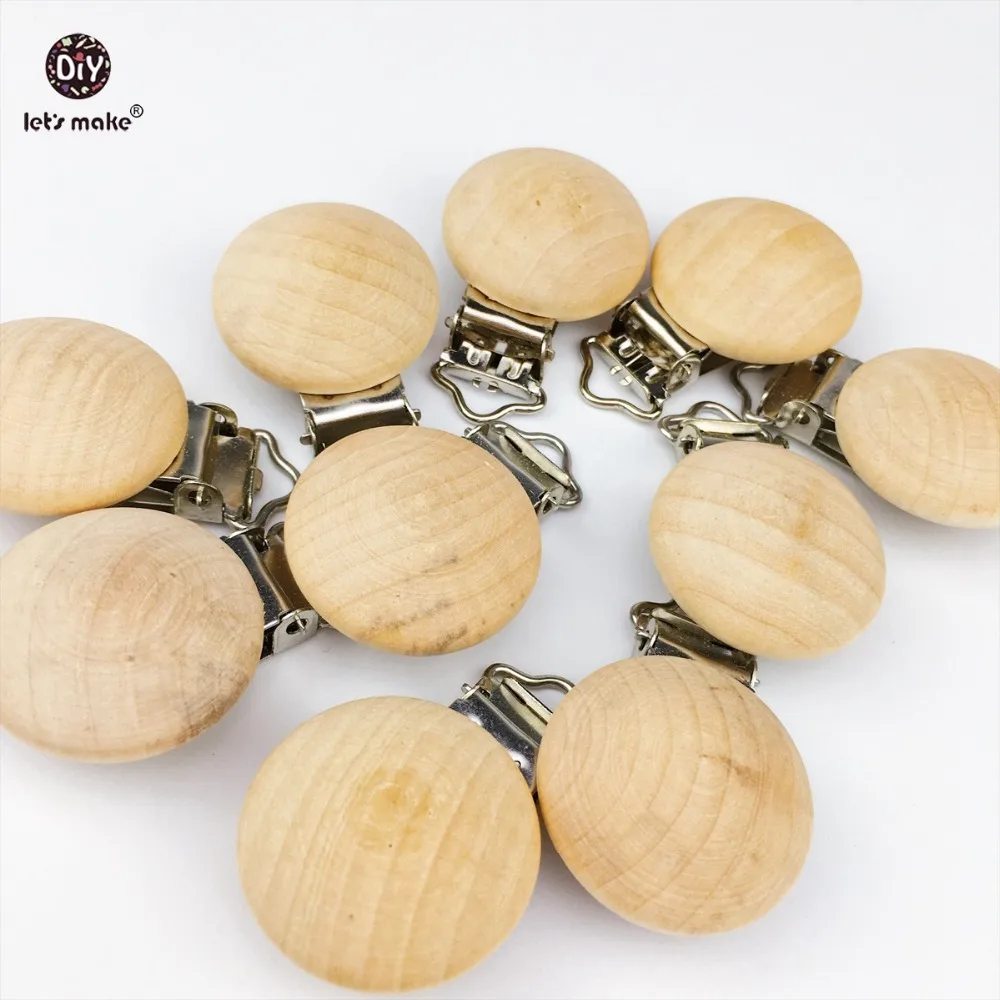 

Let's Make 100pcs Wooden Soother Clip Nursing Accessories Baby Teether Chewable Teething Pacifier Holder Dummy Clip Baby Teether