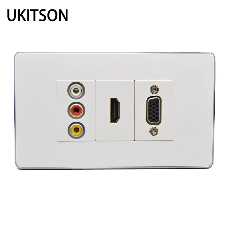 Роскошная белая панель 3RCA HDMI 15 контактный разъем VGA мама Лицевая 120x70 мм для