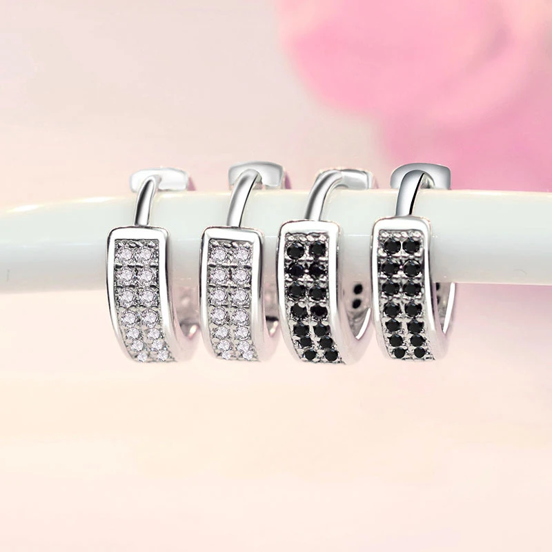 

New Black Luxury Crystal Stud Earrings Star Heart Earring For Women Jewelry Female Bijoux Oorbellen