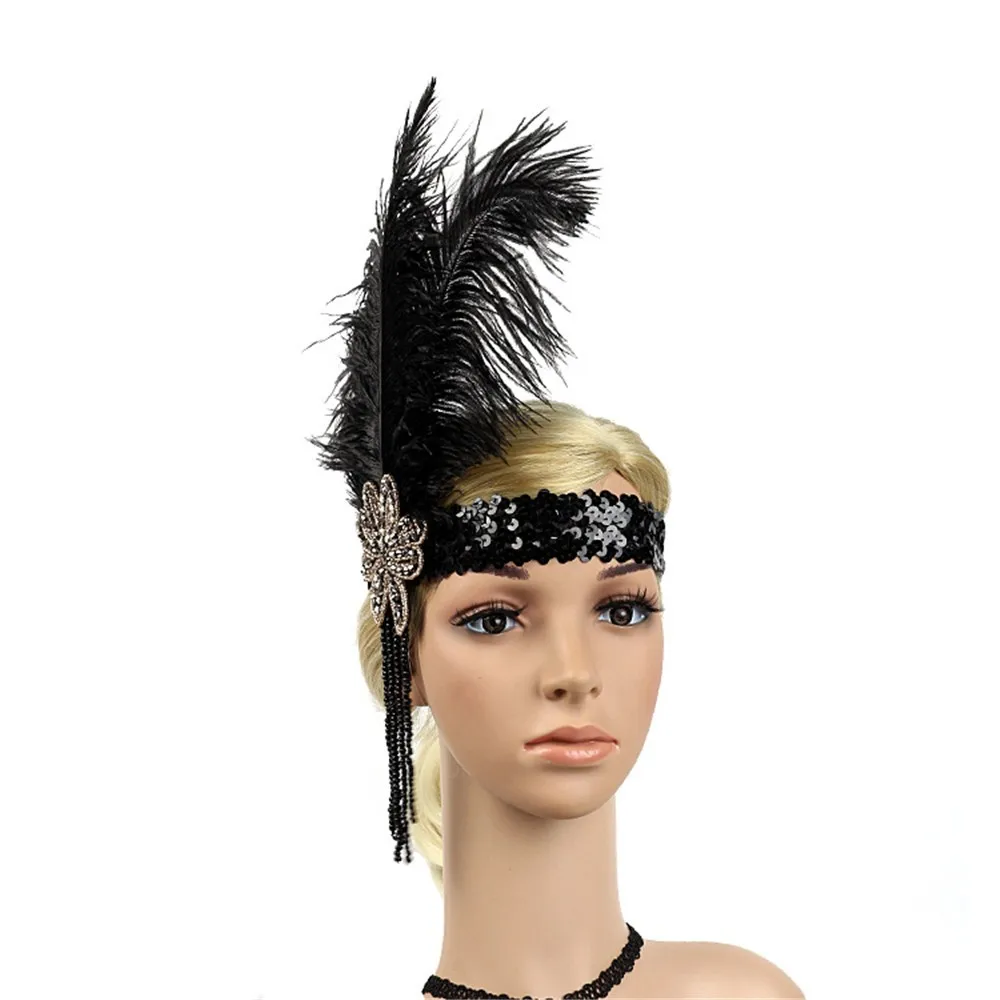 1920 s, Женская повязка на голову, старинный головной убор, перьевая головная повязка на голову Great Gatsby, головной убор, аксессуары для волос, arco de cabelo mujer A8