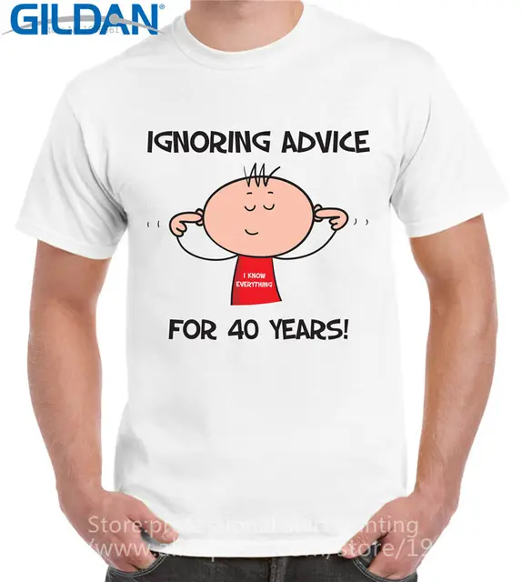 109 Drôle T Shirt Manches Courtes Marque En Ignorant Des Conseils Pour 40 Ans 40e Anniversaire Ras Du Cou à Manches Courtes T Chemises Pour Hommes