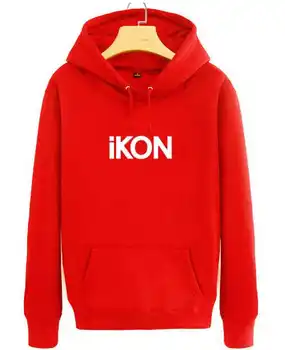 

2015 autumn kpop idol group ikon hoodies black red fans supportive bobby sweatshirt simple men women sudaderas
