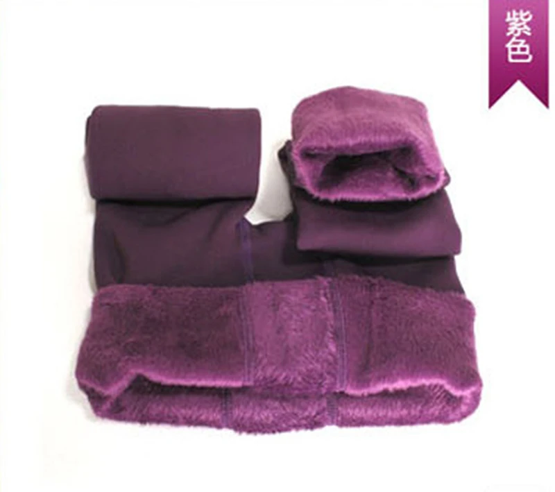 Хит, новые модные Сексуальные облегающие женские осенние и зимние эластичные и качественные плотные бархатные брюки, теплые колготки - Цвет: purple 88