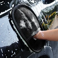Перчатки для мытья автомобиля, губка, щетка для чистки стекла, шерстяные перчатки с синей волной, инструмент для чистки автомобиля