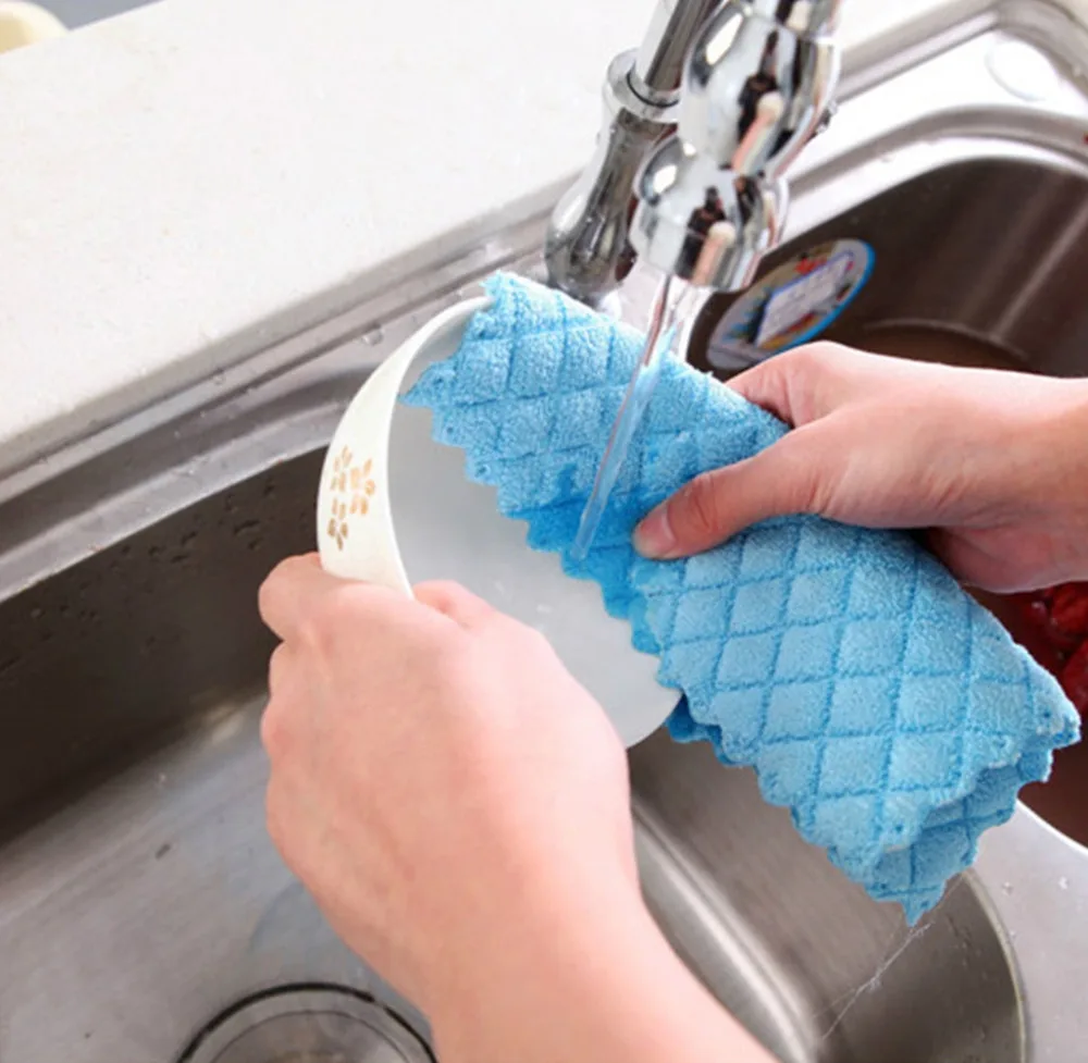 

Anti-grease Cloth Bamboo Fiber Washing Towel Magic Kitchen Cleaning Wiping Rags