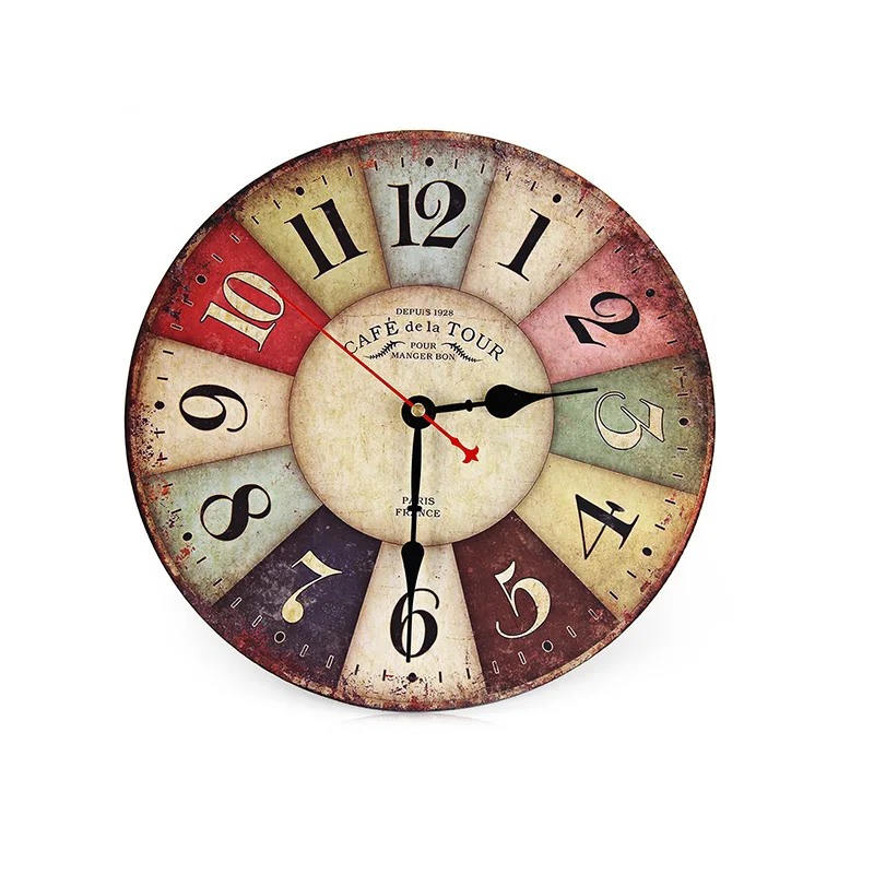 Original Decorative Wall Clock Round Vintage Wall Clock Colourful