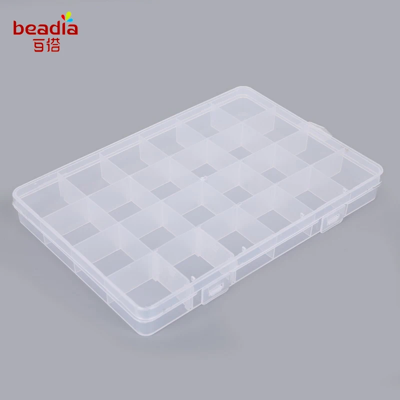 

High Quality! 19cmx9.8cmx2.2cm 22 Sell Undetachable Plastic Storage Box Adjustable Jewelry Ring Earring Pill Beads Collection