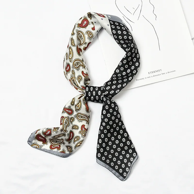 

Paisley Small Square Head Scarf Women Speical Patchwork Design Print Foulard Silk Floral Bandana Chic Handkerchief NEW [3981]