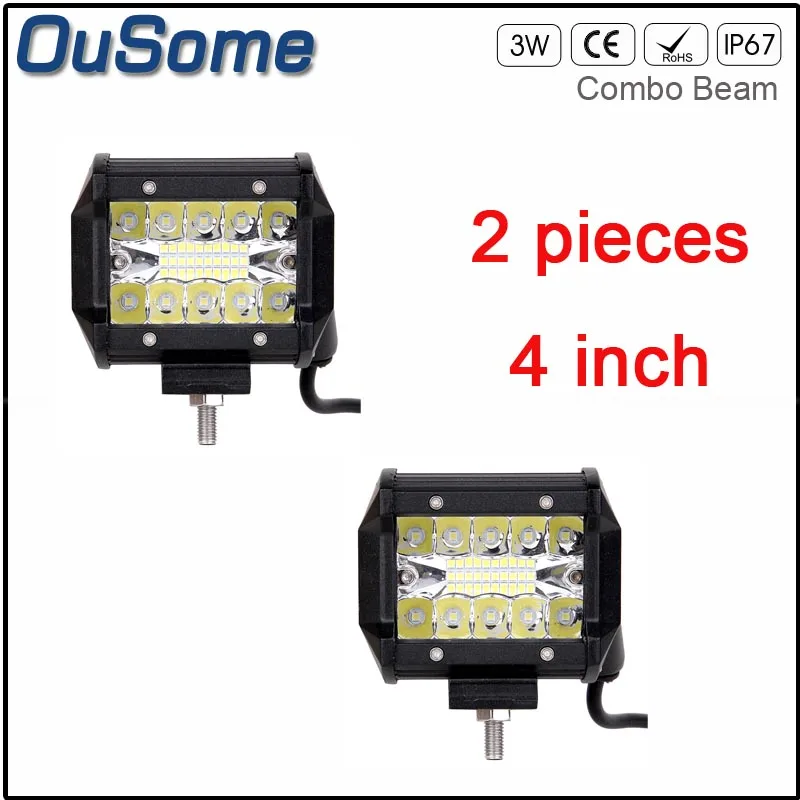 2 pieces 4 inch 4 6,5 9 12 15 17,5 20 дюймов двойной ряд три ряда 4X4 автомобиль внедорожный светодиодный светильник для работы 60 Вт 120 Вт 180 Вт 240 Вт 300 Вт 360 Вт 420 Вт - Цвет: 2 pieces 4 inch