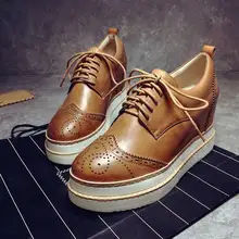 2017 New fashion brand shoe solid lace up gladiator high heel round toe classic luxury wedges increased women causal shoes 6-1