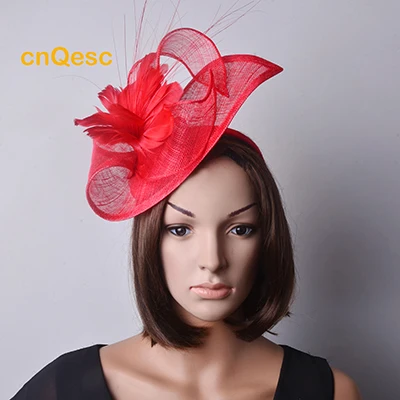 RED Бордовый головной убор sinamay для свадьбы - Цвет: RED