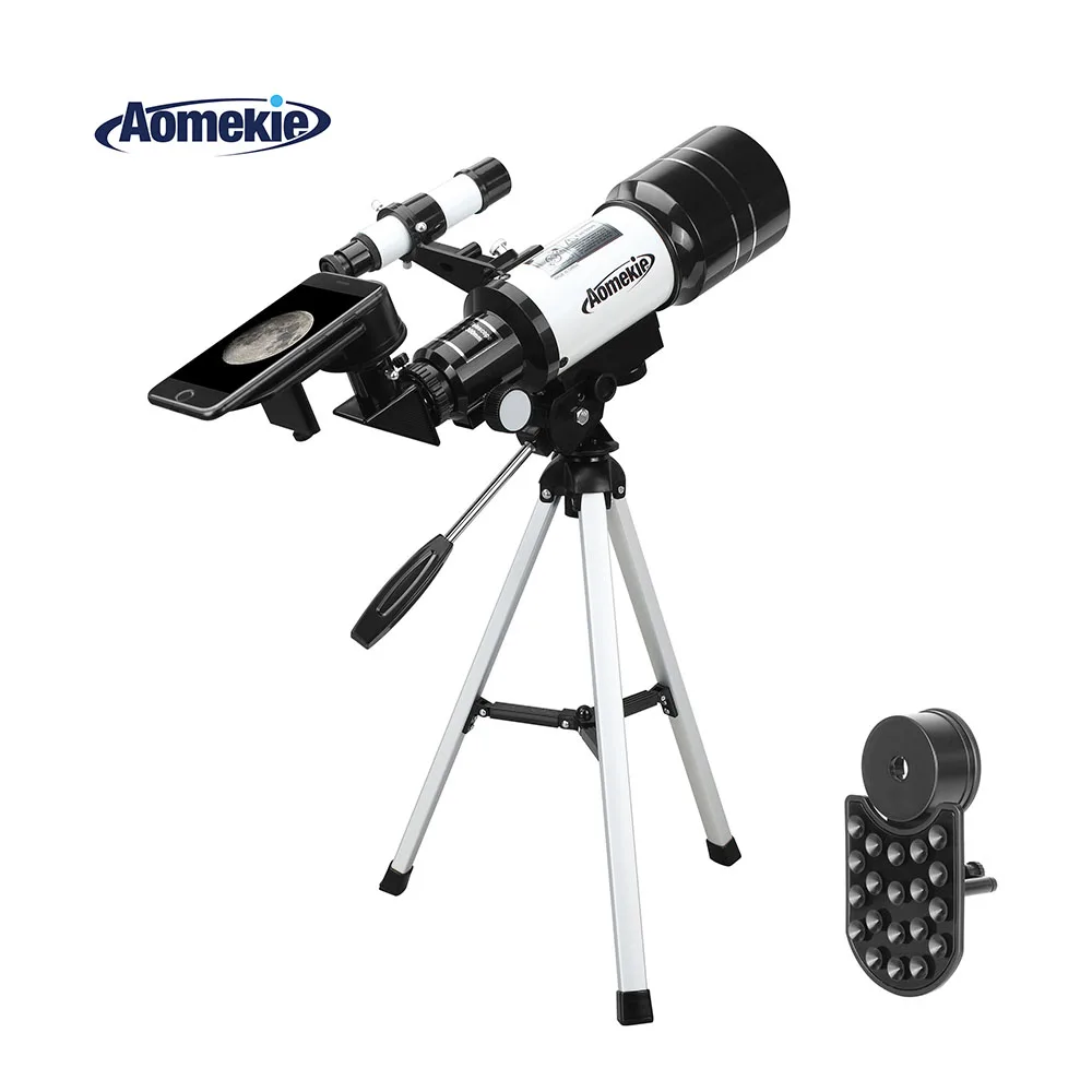 AOMEKIE 30070 Astronomical Telescope with Phone Holder Compact Tripod 15-140X Moon Watching Monocular for Kid Beginner