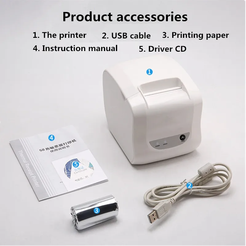 D58IIIL USB bluetooth термопринтер питание на вынос для супермаркетов молоко чай розничный магазин POS касса 58 мм Мини чековый принтер