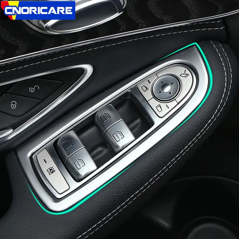 

Car Styling Window Lift Button Switch Control Frame Decoration Sticker Trim For Mercedes Benz C Class W205 GLC X253 2015-17 LHD