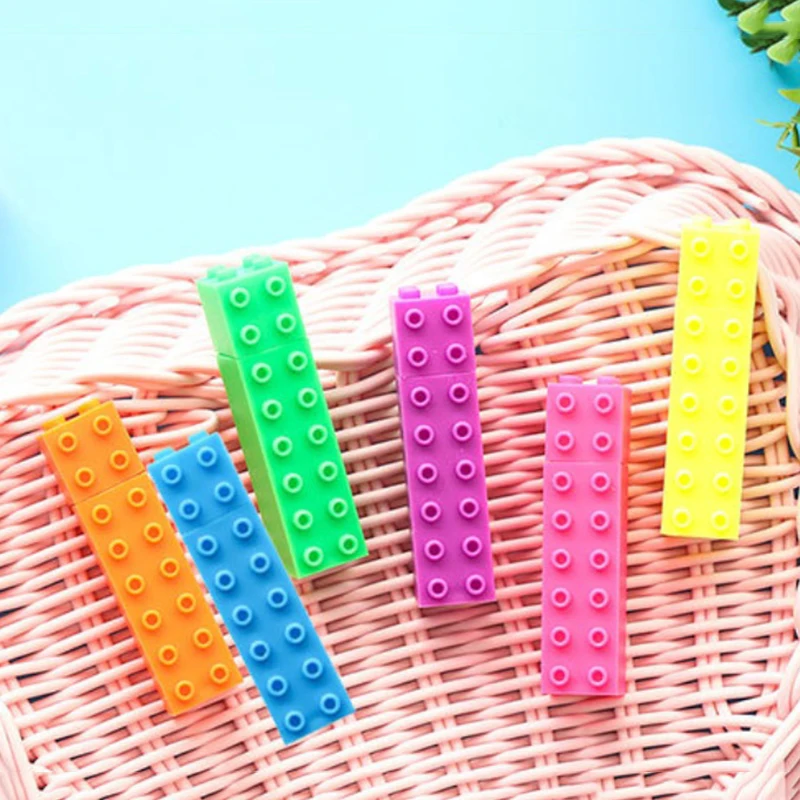 

6pcs Creative Building Block Highlighter Pen Marking Painting School Office Stationery Supply Promotional DIY Gift Drop Shipping