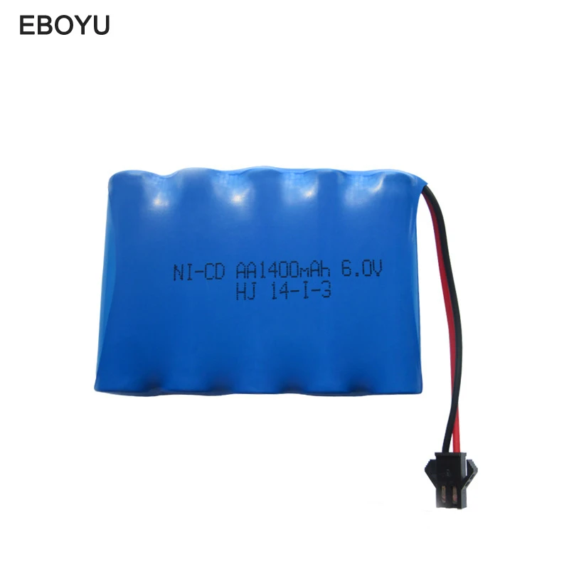 

EBOYU 6V 1400mAh Ni-cd Rechargeable AA Battery Pack SM 2P Plug for RC Car & Other Similar Remote Control Toys