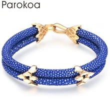Exclusive Design Luxury Blue Genuine Leather Stingray Bracelet Whole Price Women Birthday Gift