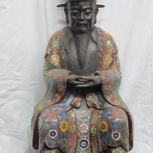 Bi001707 2" Китайская народная Бронза Медь cloisonne фэншуй Бог богатства Ts'ai Shen статуя