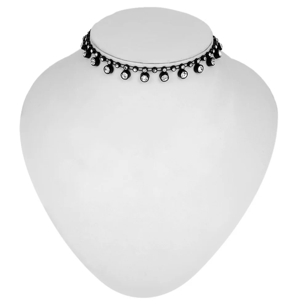 New Arrival Women Choker Necklace Punk Handmade Black Crystal False