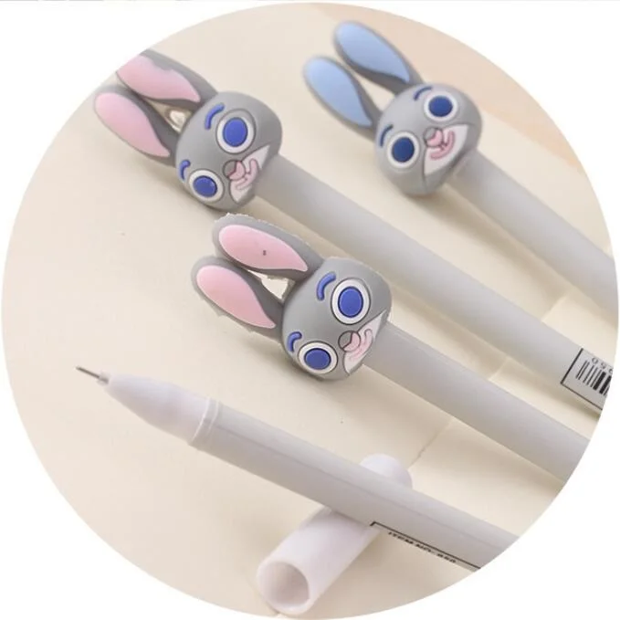 

1pcs/lot Creative cartoon rabbit gel pen gray design 0.38mm black ink Funny stationery pen Students gift