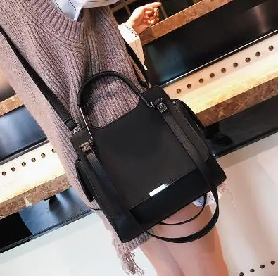 Высококачественные матовые Винтажные Сумки из искусственной кожи, женские дизайнерские простые сумки, большие женские сумки через плечо - Цвет: Черный