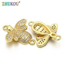 one piece 17*20mm Handmade Brass Cubic Zirconia Bees Chrams Connectors DIY Jewelry Bracelet Necklace Making Model: VS54