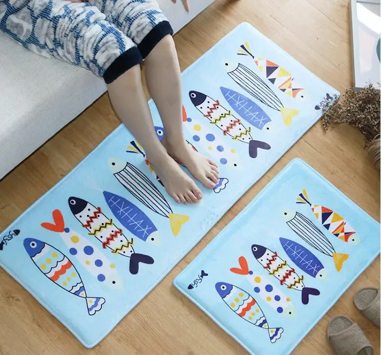 Free shipping Home Health foyer Thick mats Kitchen mat Fish shape Slip absorbent Ground Bedroom Full shop Small Carpet | Дом и сад