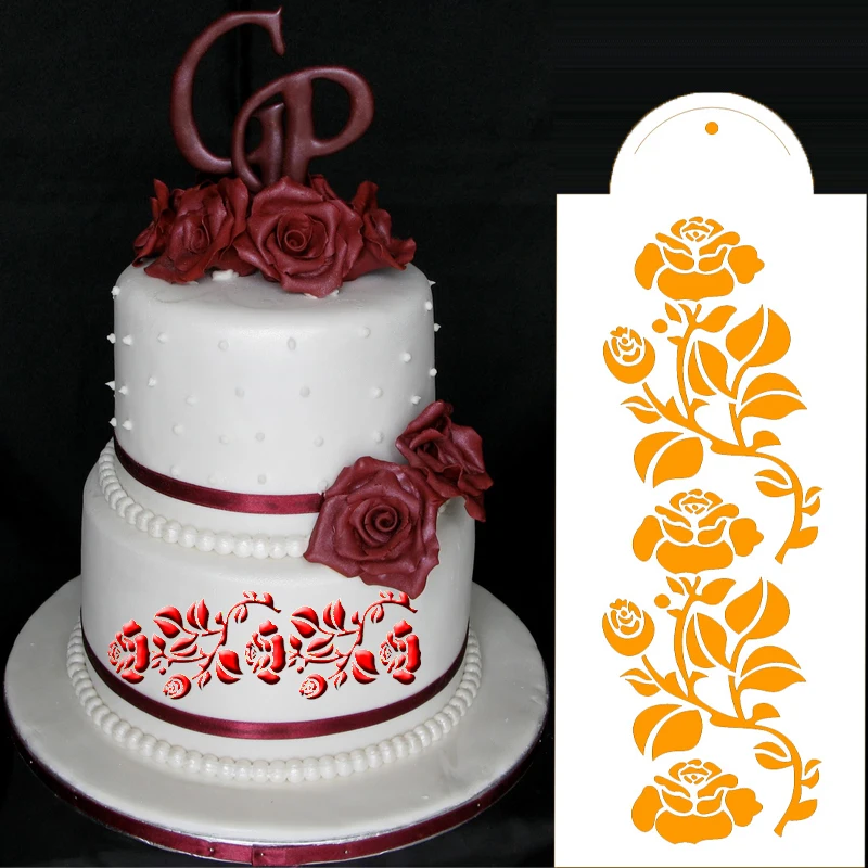 Aliexpress.com : Buy 6*13inch Rose Flower Cake Side Stencils, Border ...